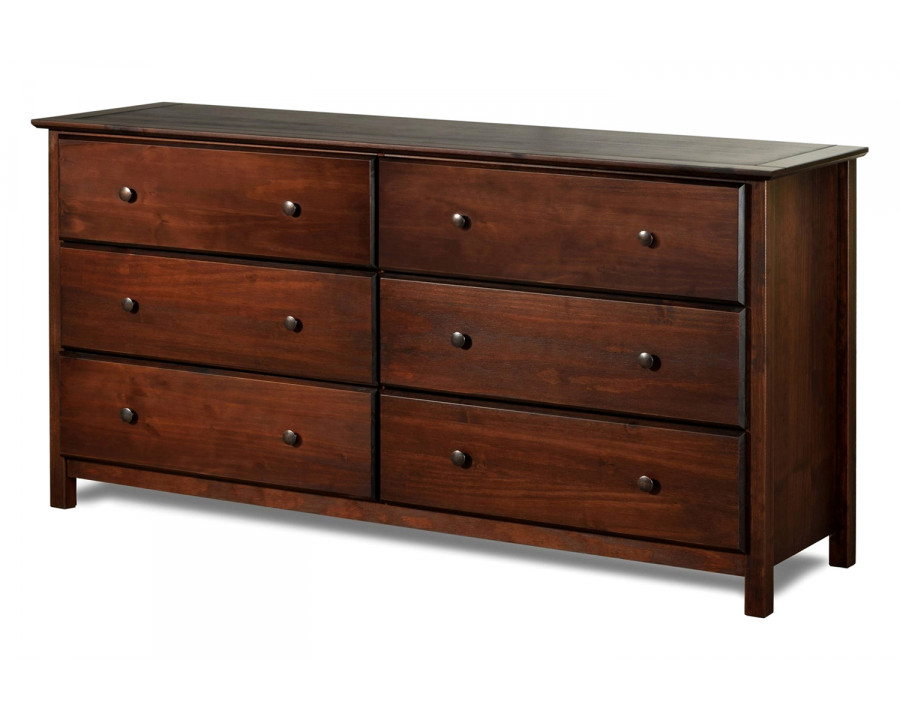 FaFurn Farmhouse Solid Pine Wood 6 Drawer Dresser - Cherry