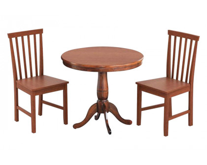 FaFurn - 3-Piece Round Dining Table Set with 2 Chairs in Walnut, Wood