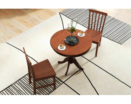 FaFurn - 3-Piece Round Dining Table Set with 2 Chairs in Walnut, Wood