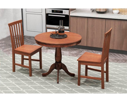 FaFurn - 3-Piece Round Dining Table Set with 2 Chairs in Walnut, Wood