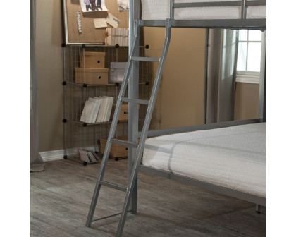 FaFurn Full Size Bunk Bed with Ladder - Silver, Metal