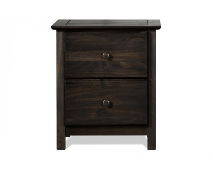 FaFurn Farmhouse Solid Pine Wood 2 Drawer Nightstand - Espresso