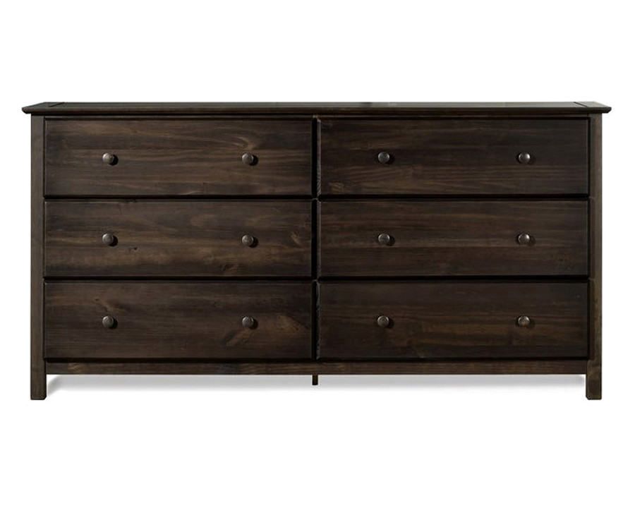 FaFurn Farmhouse Solid Pine Wood 6 Drawer Dresser - Espresso