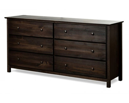 FaFurn Farmhouse Solid Pine Wood 6 Drawer Dresser - Espresso