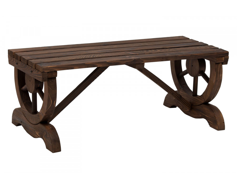 FaFurn - Farmhome Rustic Fir Wood Wheel Outdoor Garden Bench