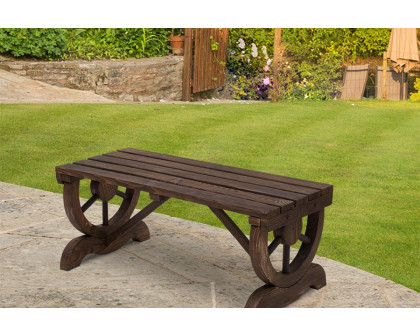 FaFurn - Farmhome Rustic Fir Wood Wheel Outdoor Garden Bench