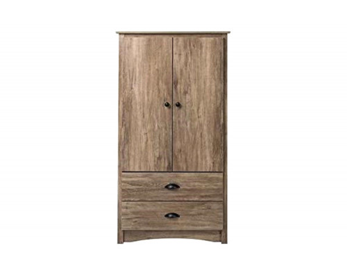 FaFurn - Farmhome Rustic 2 Drawer Bedroom Storage Armoire Gray Oak