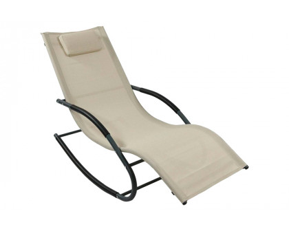 FaFurn - Set of 2 Outdoor Patio Rocking Chair with Pillow in Beige, Polyethylene/Steel