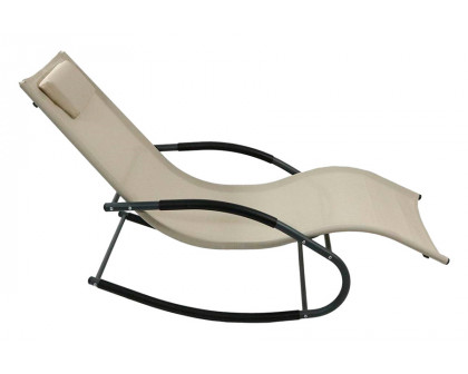 FaFurn - Set of 2 Outdoor Patio Rocking Chair with Pillow in Beige, Polyethylene/Steel