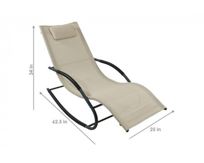 FaFurn - Set of 2 Outdoor Patio Rocking Chair with Pillow in Beige, Polyethylene/Steel