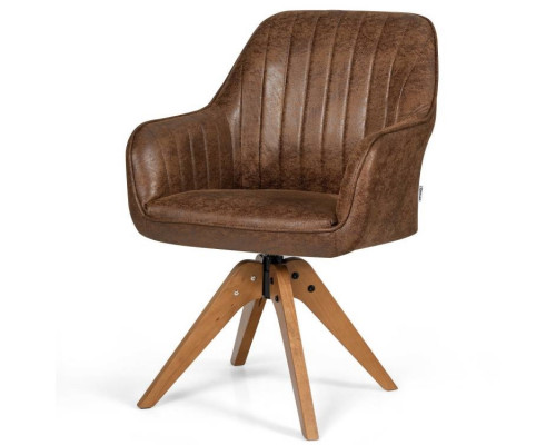 FaFurn - Retro Accent Chair with Solid Wood Legs in Brown