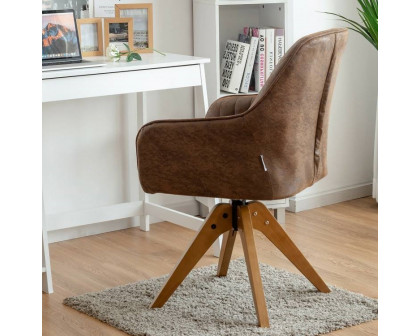 FaFurn - Retro Accent Chair with Solid Wood Legs in Brown