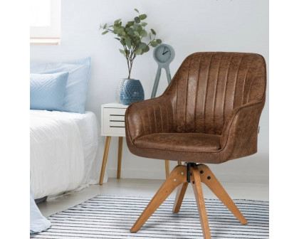 FaFurn - Retro Accent Chair with Solid Wood Legs in Brown