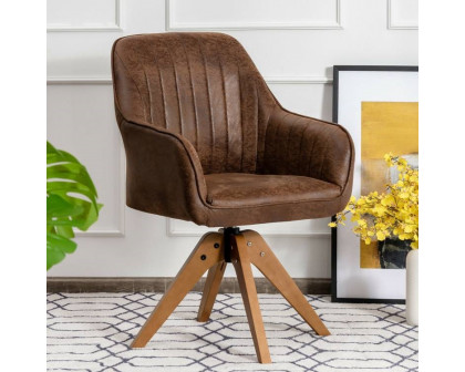 FaFurn - Retro Accent Chair with Solid Wood Legs in Brown