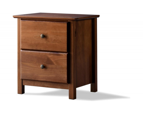 FaFurn Farmhouse Solid Pine Wood 2 Drawer Nightstand - Walnut