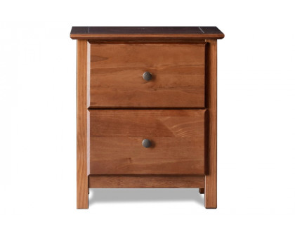 FaFurn - Farmhouse Solid Pine Wood 2 Drawer Nightstand