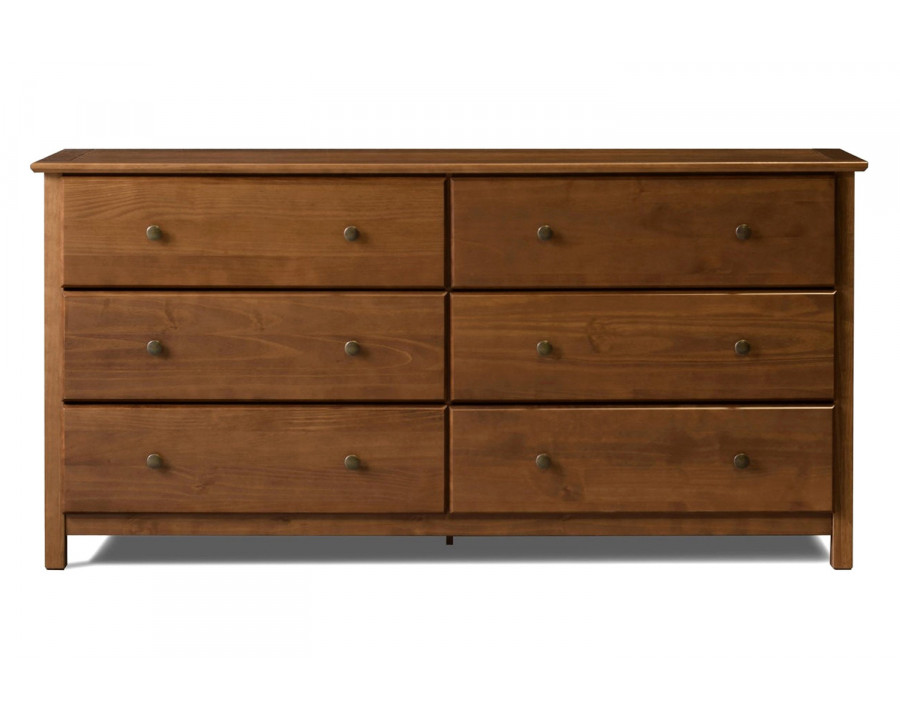 FaFurn Farmhouse Solid Pine Wood 6 Drawer Dresser - Walnut