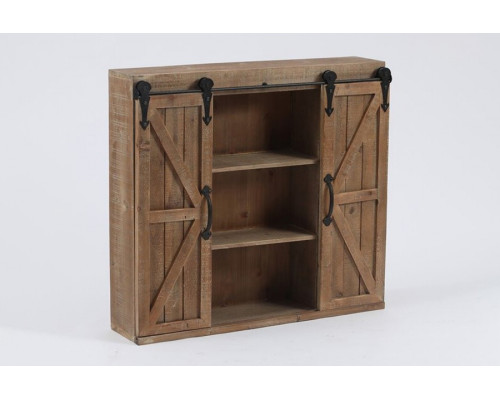 FaFurn - Farmhouse Sliding Bathroom Wall Mounted Cabinet 2-Doors & Shelves