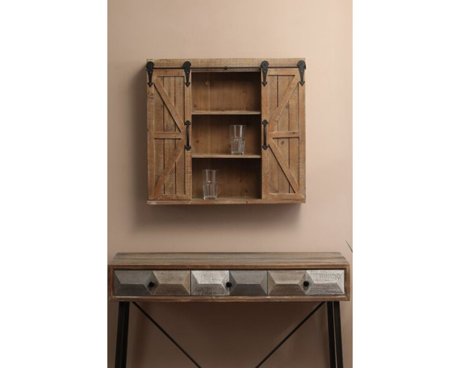 FaFurn - Farmhouse Sliding Bathroom Wall Mounted Cabinet 2-Doors & Shelves