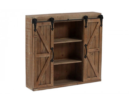 FaFurn - Farmhouse Sliding Bathroom Wall Mounted Cabinet 2-Doors & Shelves