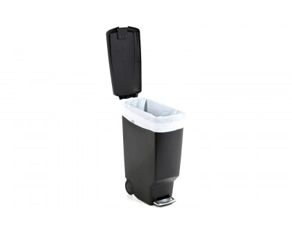 FaFurn - Black 10-Gallon Narrow Kitchen Trash Can with Easy Step-On Lid