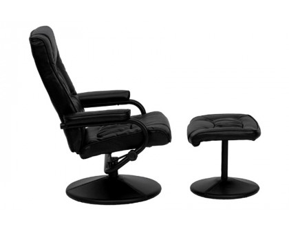 FaFurn™ - Black Faux Leather Recliner Chair with Swivel Seat and Ottoman