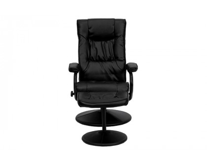 FaFurn™ - Black Faux Leather Recliner Chair with Swivel Seat and Ottoman