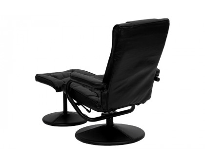 FaFurn™ - Black Faux Leather Recliner Chair with Swivel Seat and Ottoman