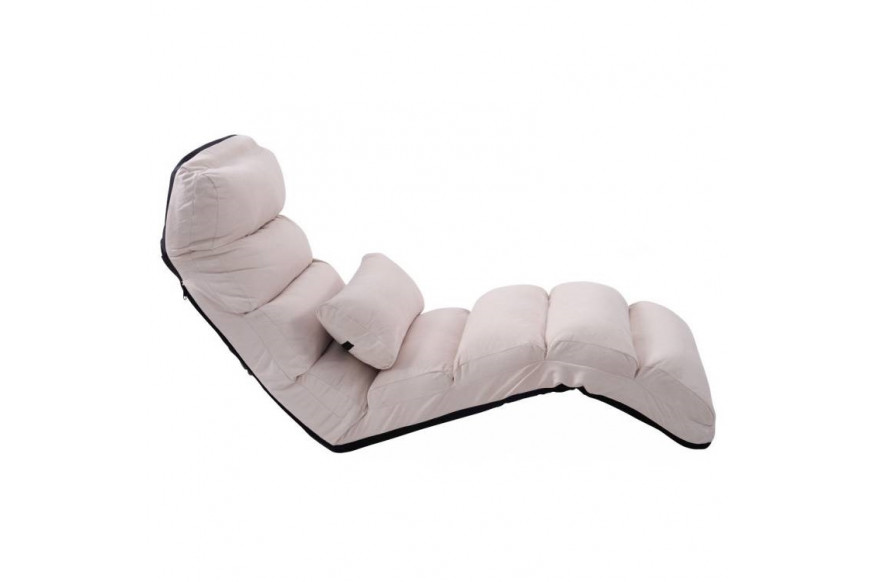 FaFurn™ Lounger Chair with Pillow - Beige, Faux Suede