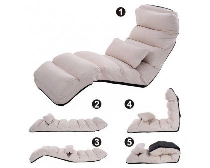 FaFurn™ Lounger Chair with Pillow - Beige, Faux Suede