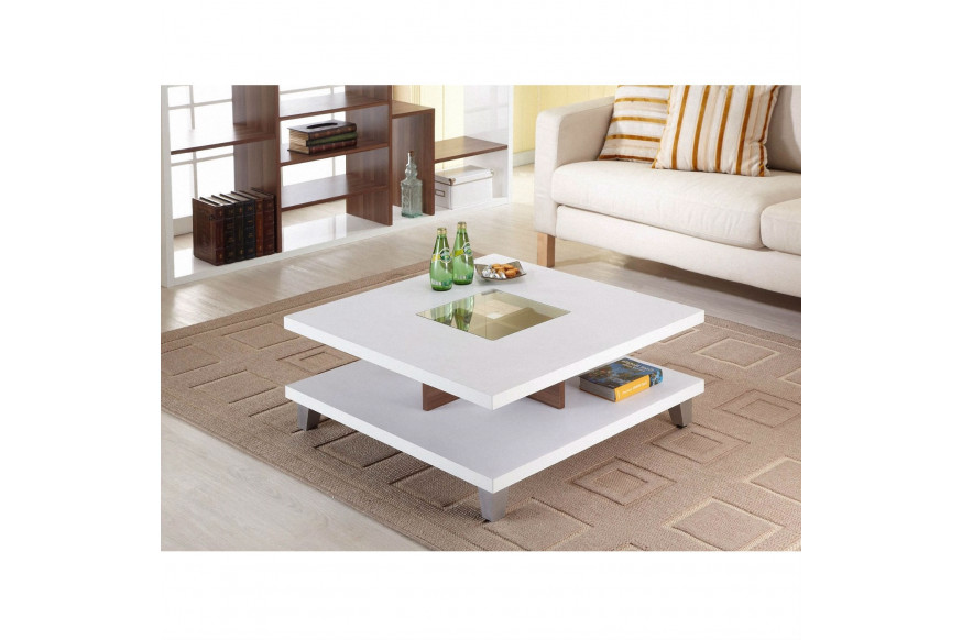 FaFurn™ Modern Coffee Table with Bottom Shelf - White, Wood