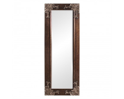 FaFurn - Full Length Mirror with Wood Frame and Accents in Antique Silver