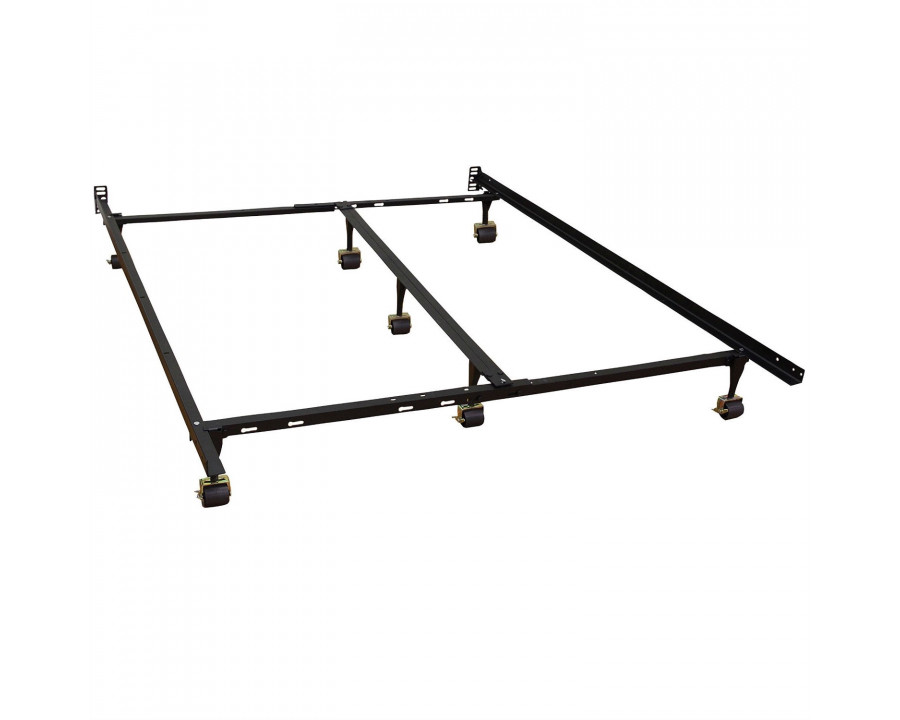 FaFurn - Full Size Bed Frame with 7-Legs Locking Casters and Headboard Brackets in Metal