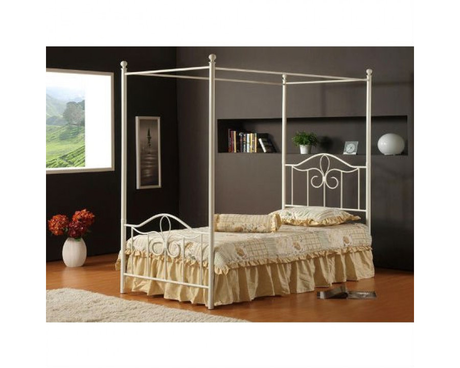 FaFurn - Full Size Canopy Bed Frame in White, Metal