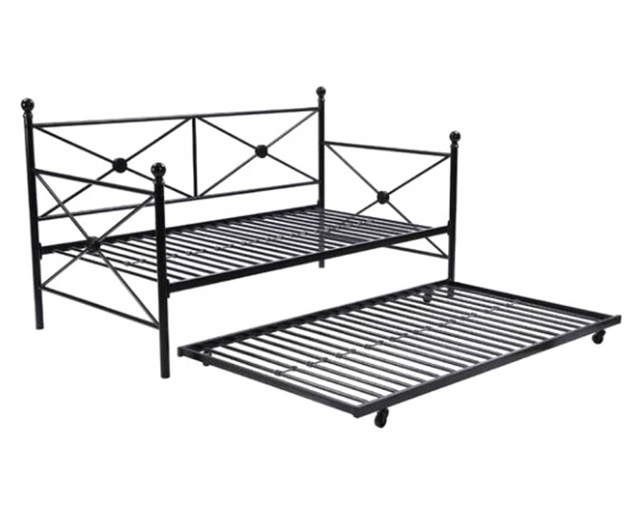 FaFurn - Metal Daybed with Twin Roll-Out Trundle Bed