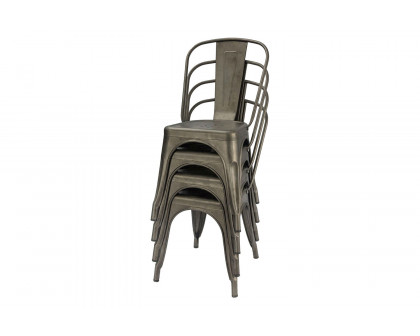 FaFurn - Stackable Modern Cafe Bistro Dining Side Chair in Gun Metal Finish (Set of 4)