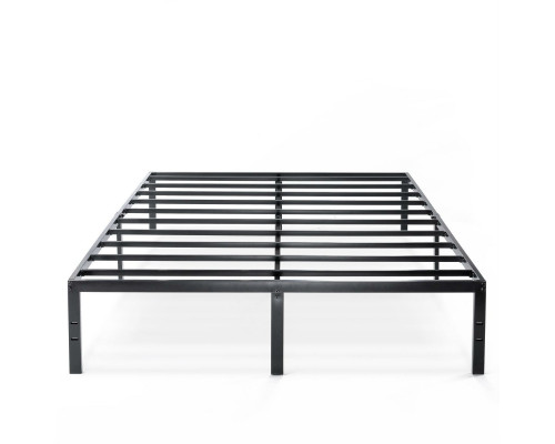 FaFurn - Full Size Platform Bed Frame with Headboard Attachment Slots in Black, Metal