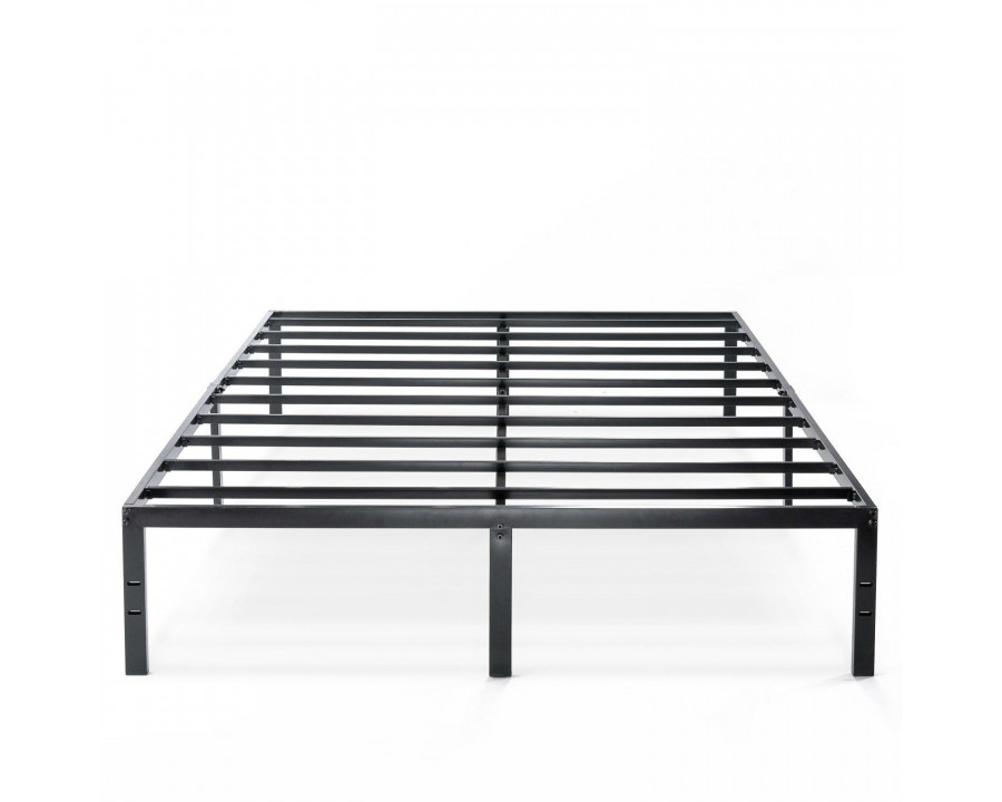 FaFurn - Full Size Platform Bed Frame with Headboard Attachment Slots in Black, Metal