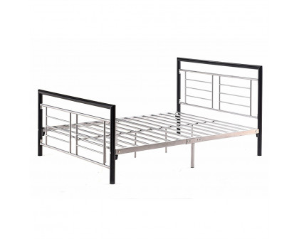 FaFurn Full Size Platform Bed Frame with Headboard and Footboard - Black, Metal