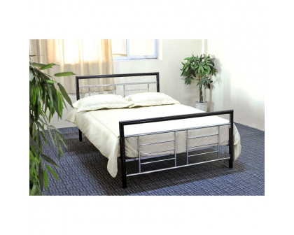 FaFurn Full Size Platform Bed Frame with Headboard and Footboard - Black, Metal