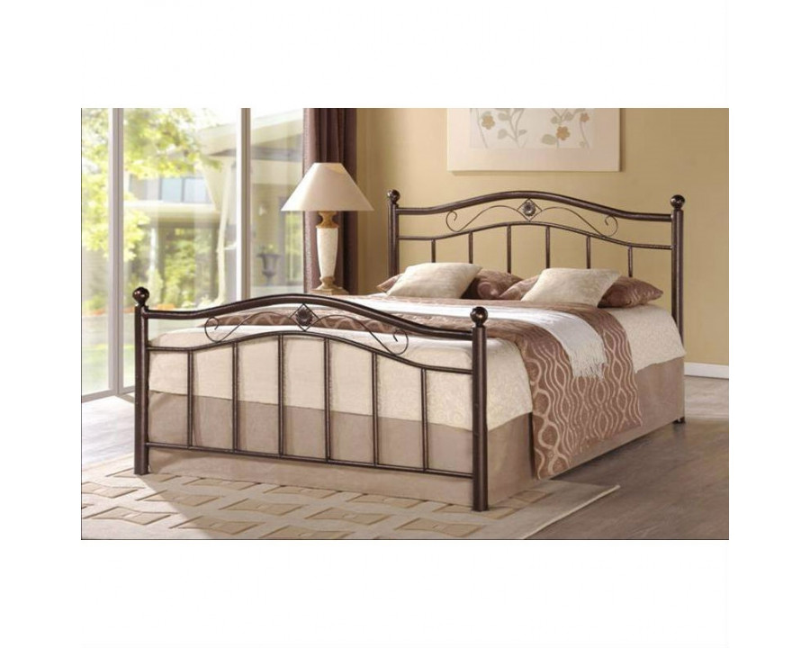 FaFurn - Full Size Platform Bed Frame with Headboard and Footboard in Brushed Bronze, Metal