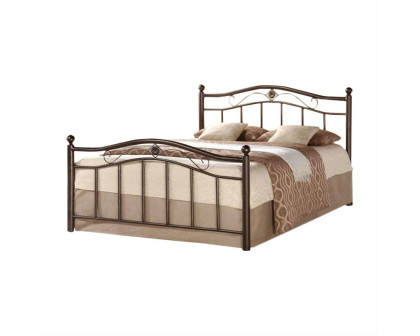 FaFurn - Full Size Platform Bed Frame with Headboard and Footboard in Brushed Bronze, Metal