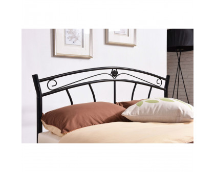 FaFurn - Full Size Platform Bed Frame with Curvy Headboard and Footboard in Black, Metal