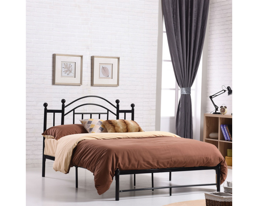 FaFurn - Full Size Platform Bed Frame with Metal Slats and Headboard in Black, Metal