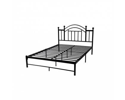 FaFurn - Full Size Platform Bed Frame with Metal Slats and Headboard in Black, Metal