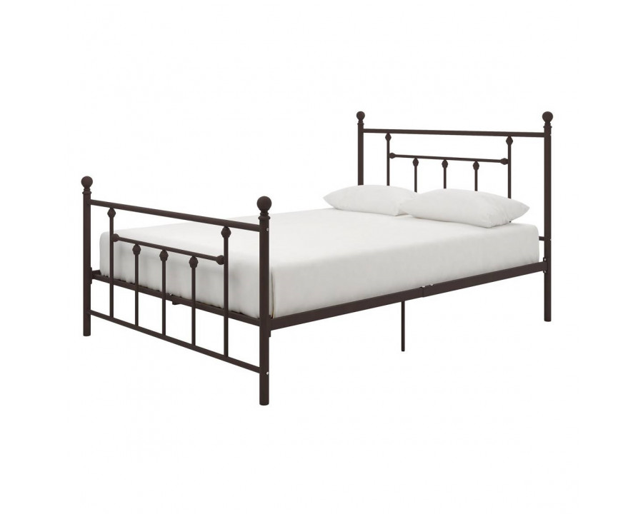 FaFurn - Full Size Platform Bed Frame with Headboard and Footboard in Bronze, Metal