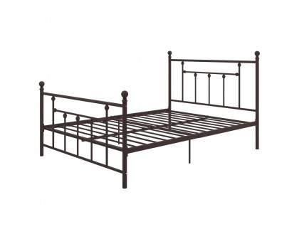 FaFurn - Full Size Platform Bed Frame with Headboard and Footboard in Bronze, Metal