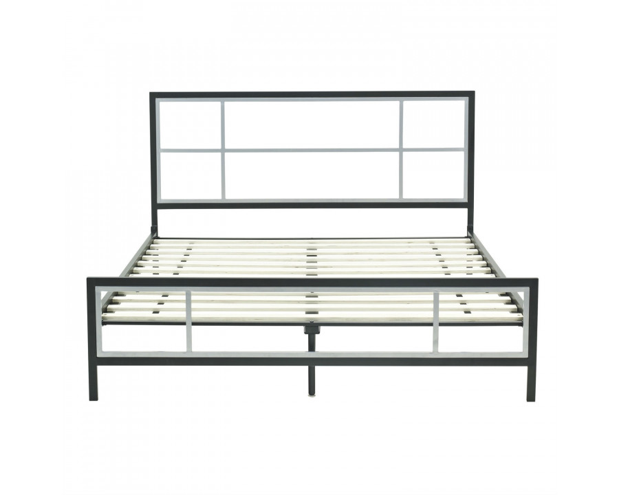 FaFurn - Full Size Platform Bed Frame with Headboard Footboard and Wood Slats in Metal