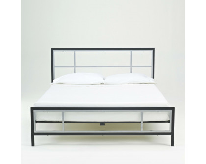 FaFurn - Full Size Platform Bed Frame with Headboard Footboard and Wood Slats in Metal