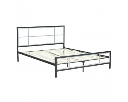 FaFurn - Full Size Platform Bed Frame with Headboard Footboard and Wood Slats in Metal